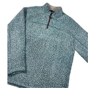 True Grit Mens XL Blue Frosty Tipped Sherpa Fleece Quarter Zip Pullover Sweater‎